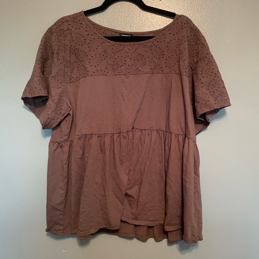 Torrid Brown Eyelet Blouse